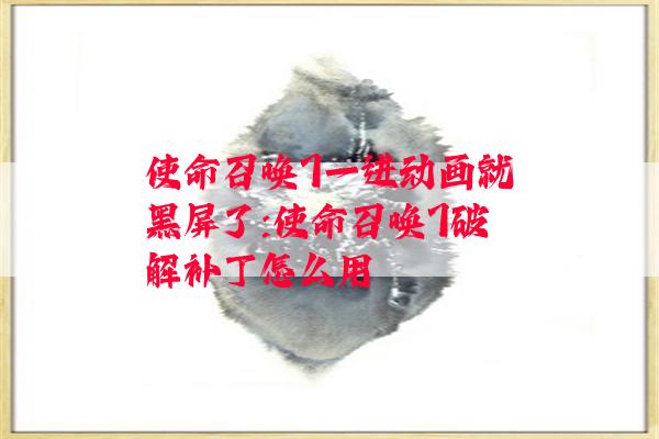 使命召唤7一进动画就黑屏了:使命召唤7破解补丁怎么用