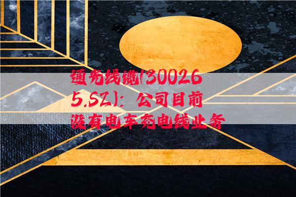 通光线缆(300265.SZ)：公司目前没有电车充电线业务