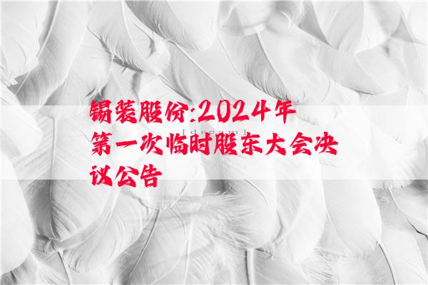 锡装股份:2024年第一次临时股东大会决议公告