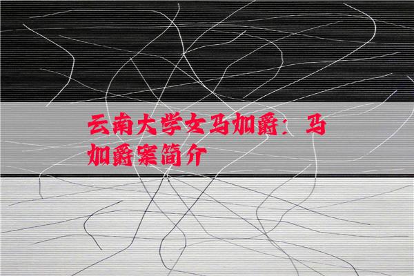 云南大学女马加爵：马加爵案简介