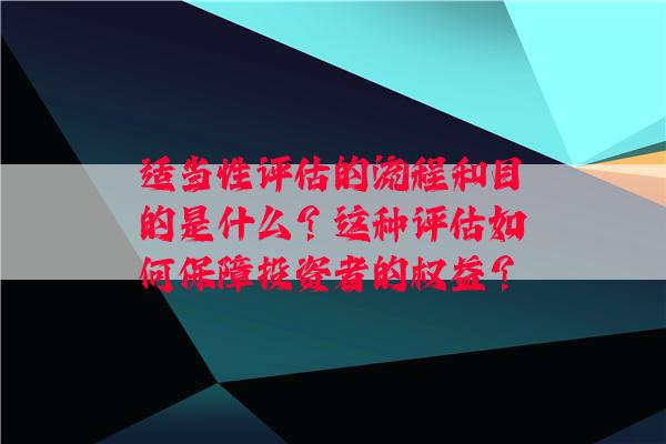 适当性评估的流程和目的是什么？这种评估如何保障投资者的权益？